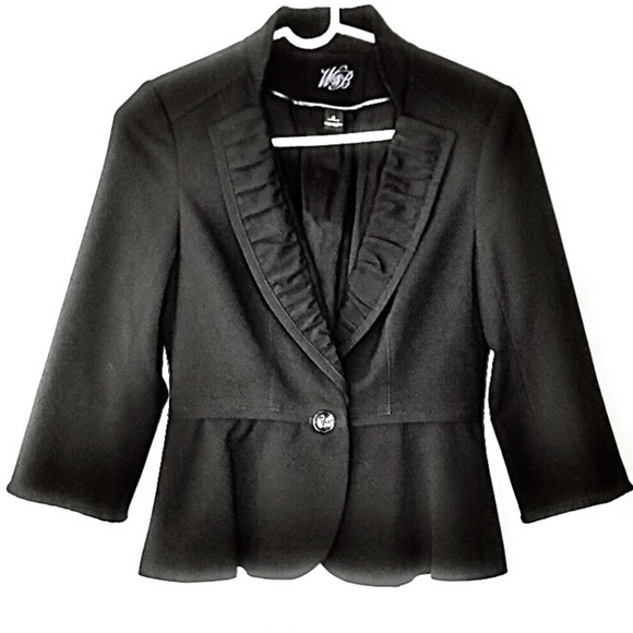 White House Black Market Black Blazer Jacket Peplum One Button - Picture 1 of 8